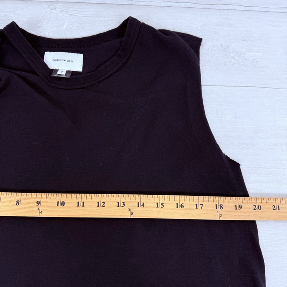Current Elliot Shoulder Twist Knot Tank Top Size 0 Black Boxy Oversized Goth - Picture 10 of 13